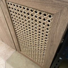 LOWYA ロウヤ 収納棚 キャビネット リビング収納 扉付き おしゃれ ラタン調 幅120cm　リサイクルショップ宮崎屋佐土原店R7.11.23の画像