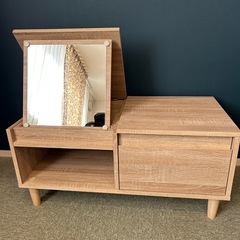  LOWYA ドレッサーテーブル・化粧台・鏡台・ローテーブル  【横幅80㎝×奥行40㎝×高さ38㎝(足11㎝含)】 の画像