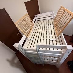 二段ベッド　白　子ども用　分割可能の画像