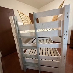 二段ベッド　白　子ども用　分割可能の画像