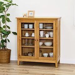 serve ｻｰｳﾞ 食器棚 ｶﾞﾗｽ  ﾒｰﾌﾟﾙ無垢材 ｲﾀﾔｶｴﾃﾞの画像