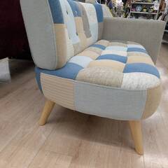 ジモティー割引🏷️【ジャングルジャングル 岸和田和泉インター店】パッチワークソファ 二人掛け ブルー 和泉市 堺市 岸和田市 泉大津市 高石市 泉北郡熊取町の画像