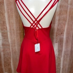 dazzy ネックレスモチーフ付きバッククロスノースリAラインミニドレスの画像