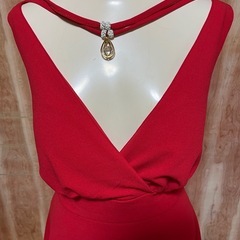 dazzy ネックレスモチーフ付きバッククロスノースリAラインミニドレスの画像