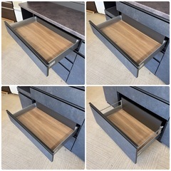 【新品同様‼️】定価34万♪ パモウナ 160cm幅キッチンボード 食器棚 収納家具 フルソフトクローズ仕様 セラミック調ブラック♪の画像