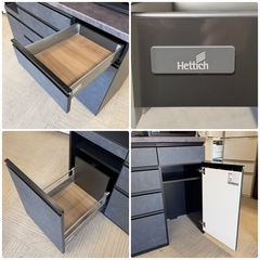 【新品同様‼️】定価34万♪ パモウナ 160cm幅キッチンボード 食器棚 収納家具 フルソフトクローズ仕様 セラミック調ブラック♪の画像