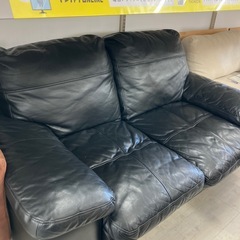 ブラック半革 ニトリ 2人掛けソファー 【トレファク堺福田店】の画像