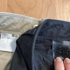 男性用ユニクロパンツ黒ベージュ セット 185の画像