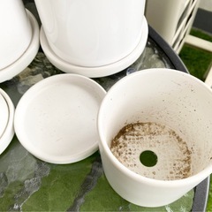 陶器鉢、受け皿付きの画像