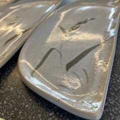 M2511-374 有田焼 半月型 お皿 プレート 5枚セット 未使用品の画像