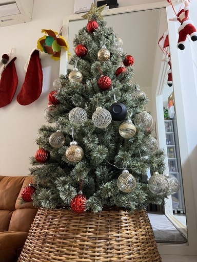 150cmクリスマスツリー　赤金オーナメント