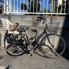 軽快車、おしゃれママチャリ、27インチ、オートライト、6段切替、子供乗せ取外しできます の画像