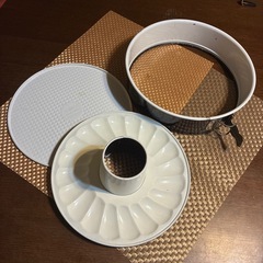 フラワー模様 ケーキ型 直径約25cm 枠金具付き　2ヶの画像