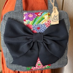 着物作家作一点もの 千鳥格子柄バッグの画像