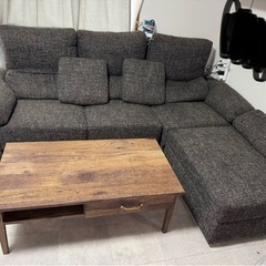【値下げ交渉OK】カウチソファー　3人掛けソファー　　ローテーブルの画像