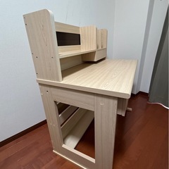 学習机　木目調　袖机ありの画像