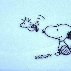 【スヌーピー 小皿 4枚セット】ローソン Peanuts 限定 非売品 食器 取り皿 プレート 15cm ウッドストック キャラクター皿の画像