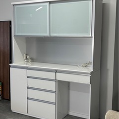 古賀家具 大型レンジボード 160cm 三分割 食器棚 キッチンボード 札幌市白石区の画像