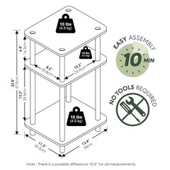 フリノ 3段式サイドテーブル（フランスオーク／ブラック）の画像