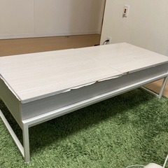 昇降式リビングテーブル 天板昇降テーブル Belle ベル センターテーブル ローテーブル 昇降式 テーブル スライド ホワイトの画像