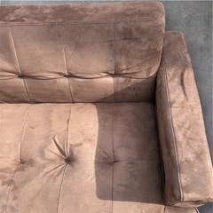 ブラウンスウェード　ソファ＋オットマンの画像