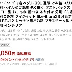 オルア33L ワイド ヨコ型分　ペダル式ゴミ箱 ライクイット　ホワイトの画像