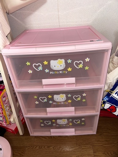 レア品】ハローキティ 引き出し収納ボックス｜上部シミあり／引き出し
