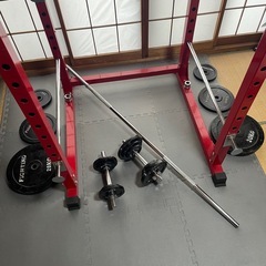 fighting loadパワーラック＋バーベル＋プレート計150kgの画像