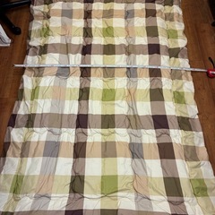 シングル　布団セット　白敷布団　ブラウンチェック掛布団の画像