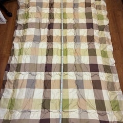 シングル　布団セット　白敷布団　ブラウンチェック掛布団の画像