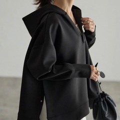 【レディース】each サイドスナップボタンVネックダンボールパーカの画像