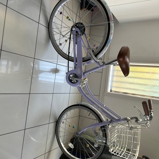 ブリヂストン　自転車 ラベンダー色 22インチ　ブラウンサドル