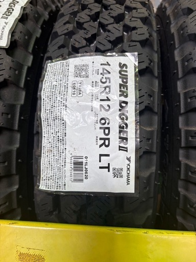タイヤ　145R12 ヨコハマ　軽トラ　ハイゼット　キャリー　セット
