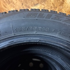 ‼️早い者勝ち‼️ ブリヂストンＶＲＸ　１５５／６５Ｒ１４　スタッドレスタイヤ　４本セット　軽自動車　ワゴンR・ライフ・NBOX・タント・スペーシア等の画像