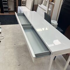 180cm ロングデスク 机 ホワイト 引き出し収納付き の画像