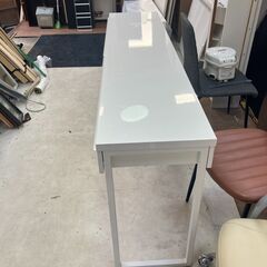 180cm ロングデスク 机 ホワイト 引き出し収納付き の画像