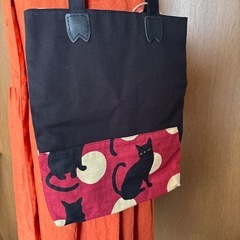 猫柄手提げバッグ 着物作家作一点もの 特価の画像