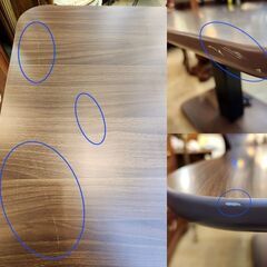 昇降テーブル ペダル式 一本脚 ダイニングテーブル センターテーブル デスク ブラウン ★幅119.5㎝×奥行74.5㎝×高さ54.5～70.5㎝ ★近隣配送無料 買取帝国 朝霞店の画像