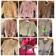 手編み　セーター、帽子、手袋　ほぼ未使用　の画像