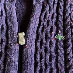 ラコステ ウール100％ 日本製 ニット ジップジャケット 4 パープル系 LACOSTE メンズ の画像