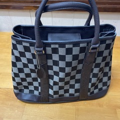 チェック柄 ホースヘア×オーストリッチ本革 バッグ の画像
