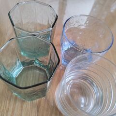 ロックグラス　4個　グリーン　ブルー　クリア　コップの画像
