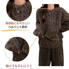【新品】 暖かいパジャマ レディース 部屋着 冬 もこもこ ルームウェア 上下セット 長袖 ふわふわ 寝間着 可愛い ナイトウェア あったか もふもふ 防寒 あったかい 冬用 の画像