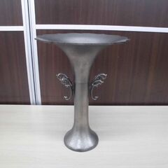 廣瀬祐銅作 唐銅製 本波桔梗 花器 華道 元箱付き 高さ約28.5㎝ 苫小牧西店の画像