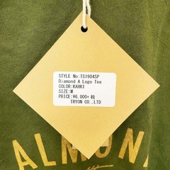 【未使用】Almond Surfboards & Design アーモンドサーフボードデザイン DIAMOND A LOGO S/S 半袖Tシャツ ロゴ M カーキ TS1904SP ユニセックスの画像