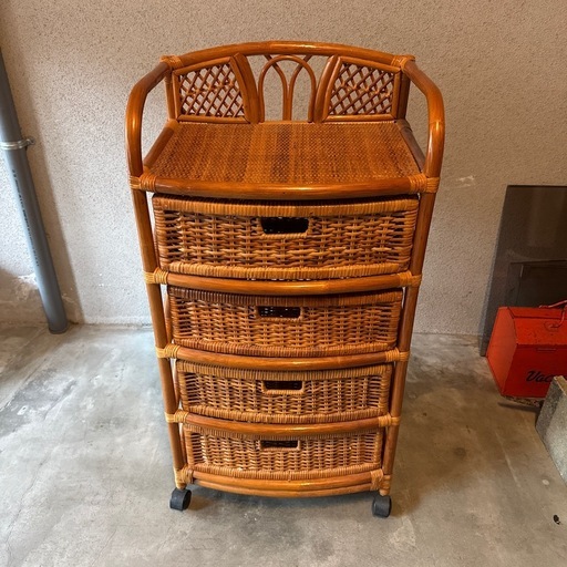 籐 ラタン 引出し 4段 アジャスター付き (みぞちゃん) 野崎の収納家具