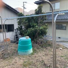 (商談中)【中古】置き型物干しざお2本竿付きの画像