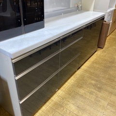 🇯🇵国産家具🇯🇵pamouna レンジボード キッチンボード 食器棚 オープンボード 幅220cm パモウナ ハイモデル NO.2701Ｆ　の画像