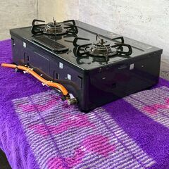 【Paloma】 パロマ ガステーブル IC-S37BM-2L LPガス用 2023年製 動作確認済み ガスコンロ ブラック キッチン家電 A0898の画像