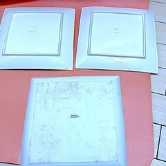 【BONOX】スクエアプレート無地 3枚セット パーティ、宴会用 白い大きめの角皿 約27cm 白磁／電子レンジ・食洗機・オーブン対応の画像